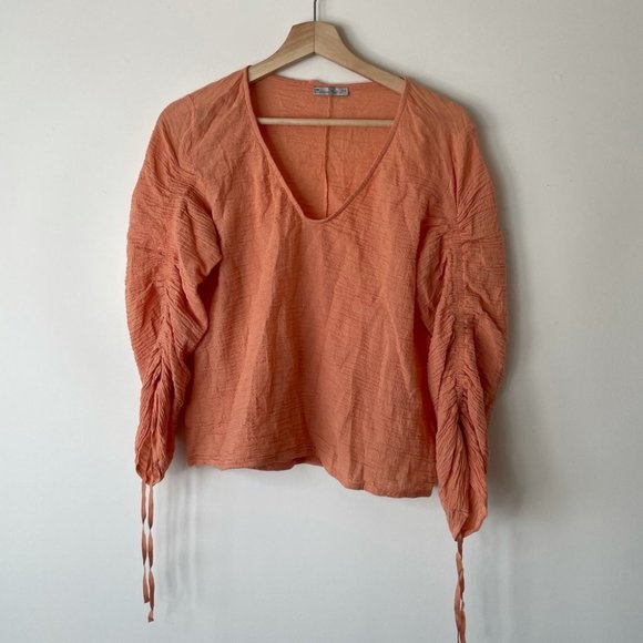 Zara Tops - Zara orange blouse top long sleeve small